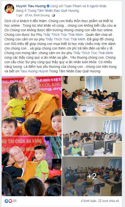 Lời cảm ơn xúc động từ cô Huỳnh Tiểu Hương và các bé trong Trung tâm Nhân đạo Quê Hương trước những sẻ chia, giúp đỡ của Sư Phụ Thích Trúc Thái Minh