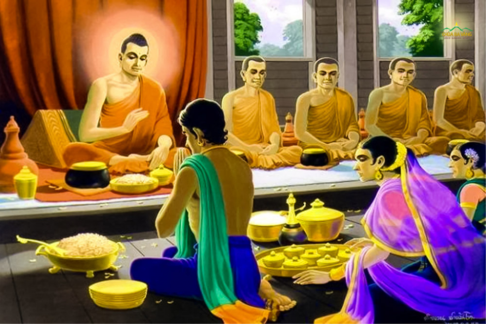 Cúng dường tiền vàng cho Đức Phật và Tăng đoàn sinh ra công đức, lợi ích cho bản thân và gia đình  