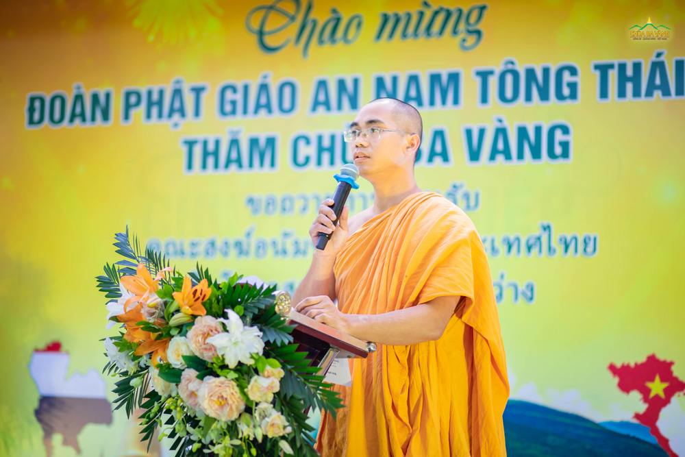 Trong chương trình, Đại đức Thích Trúc Bảo Tuệ đại diện chùa Ba Vàng phát biểu