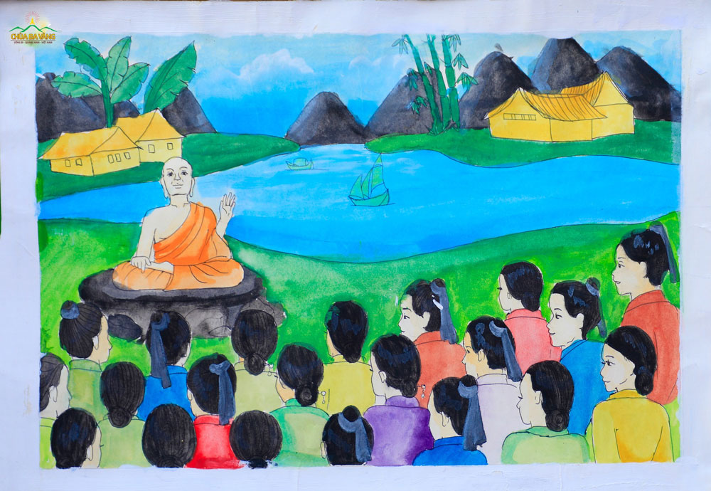 Đức vua Trần Nhân Tông xuất gia, dạy mọi người thực hành theo những điều lợi ích theo lời Phật dạy.