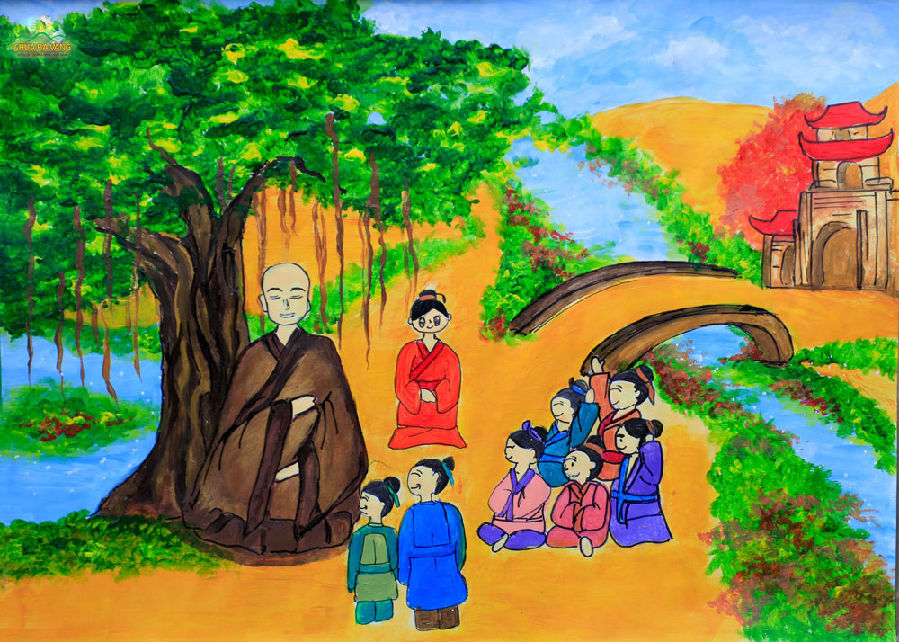Chúng con được nghe Sư Phụ giảng: Phật hoàng thường dạy nhân dân lễ nghĩa, kính trọng. Tuổi trẻ chúng con sẽ khắc ghi và thực hành lời Phật hoàng dạy.