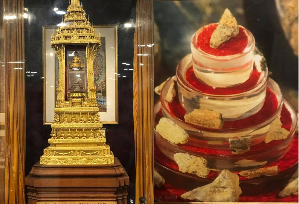 Tháp Xá lợi bên trong có chứa Xá lợi xương đầu của Đức Phật được trưng bày tại Bảo Tàng New Delhi, Ấn Độ  