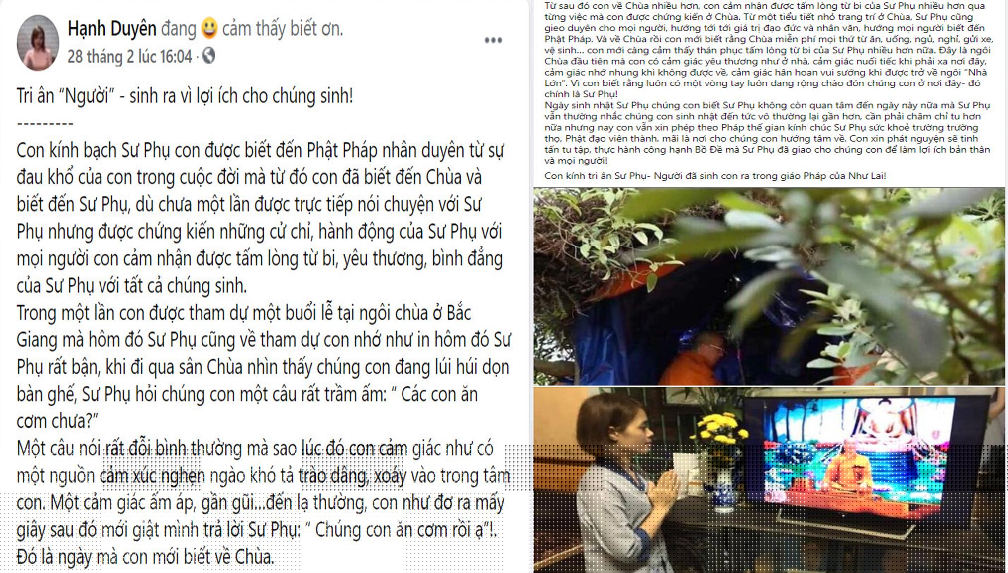 Phật tử Hạnh Duyên bày tỏ tấm lòng tri ân thành kính của mình đối với Sư Phụ nhân dịp sinh nhật lần thứ 54 của Người  