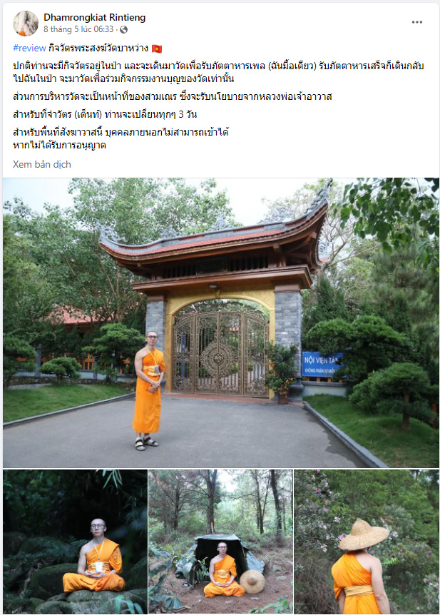 Thầy Dhamrongkiat Rintieng hoan hỷ, chia sẻ về những trải nghiệm lần đầu được vào rừng thiền Tăng tại chùa Ba Vàng