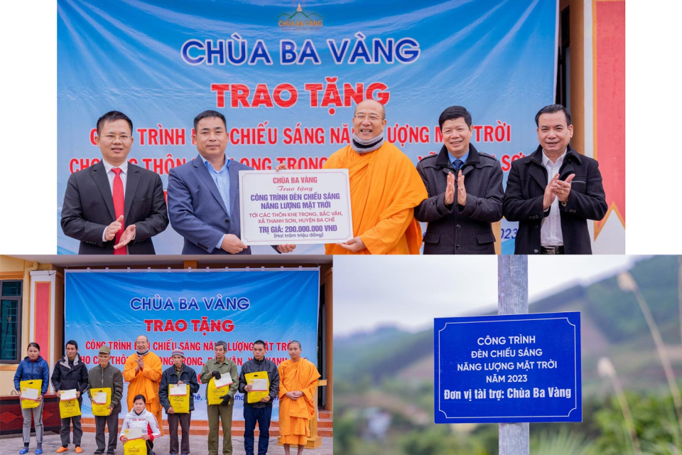Sư Phụ Thích Trúc Thái Minh trao tặng công trình đường điện thắp sáng cho nhân dân xã Thanh Sơn trị giá 200 triệu đồng