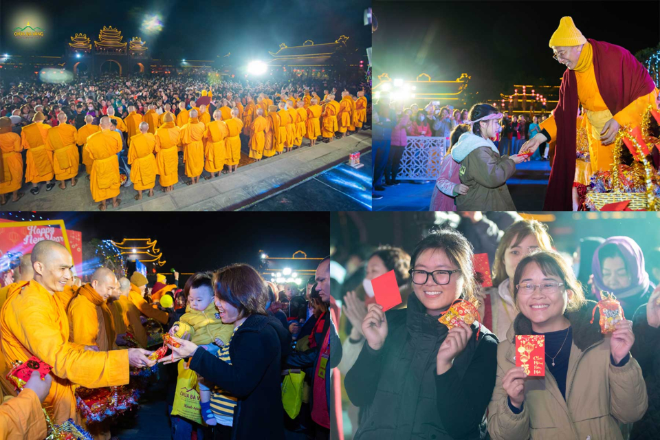 Đông đảo nhân dân, Phật tử tham dự chương trình phát lộc đầu năm mới tại chùa Ba Vàng