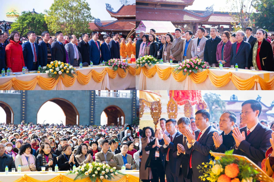 Các vị lãnh đạo chính quyền, khách quý tham dự Lễ khai hội xuân Chùa Ba Vàng - Xuân Quý Mão 2023