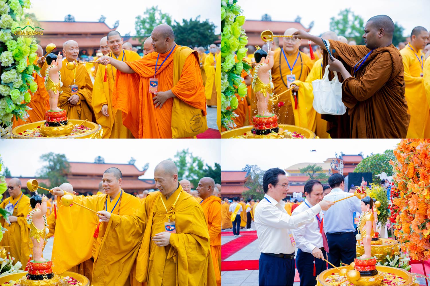 Chư Tôn đức Tăng và đại biểu dâng nước cúng dường tắm tôn tượng Đức Phật đản sinh