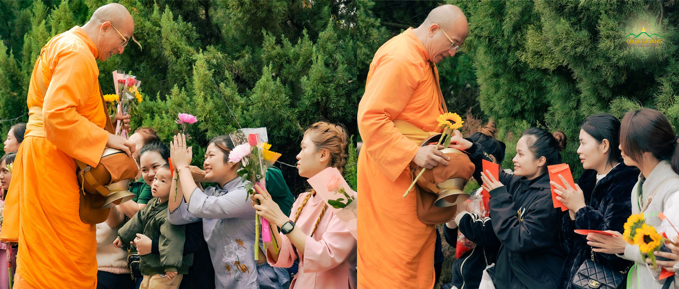 Sư Phụ Thích Trúc Thái Minh hoan hỷ thọ nhận sự cúng dường của các Phật tử