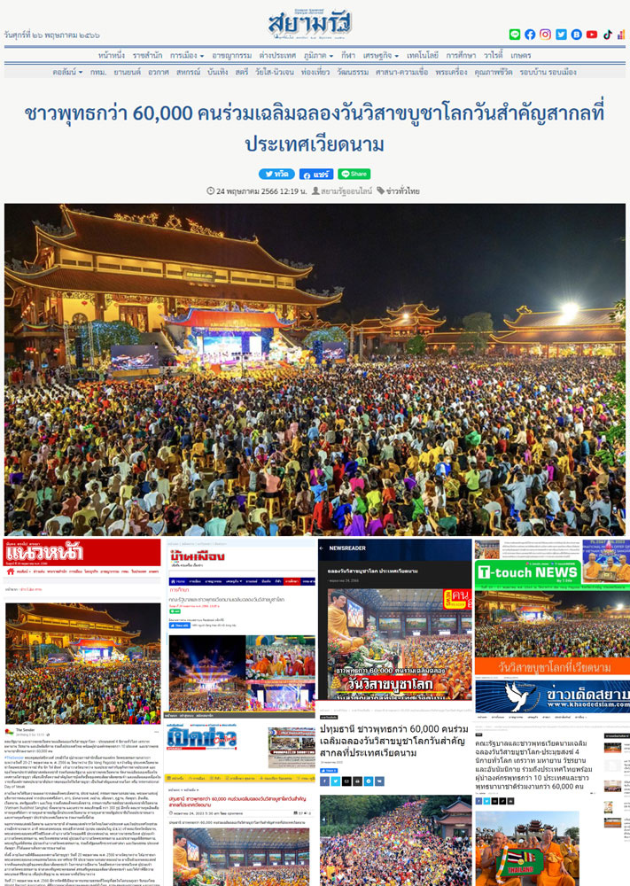 Các trang truyền thông Thái Lan đưa tin về Phật đản chùa Ba Vàng