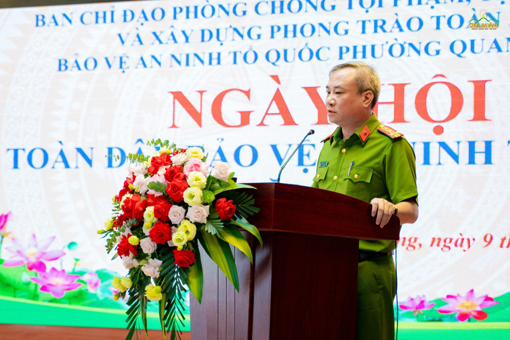Đại tá Nguyễn Thuận phát biểu tại Ngày hội.