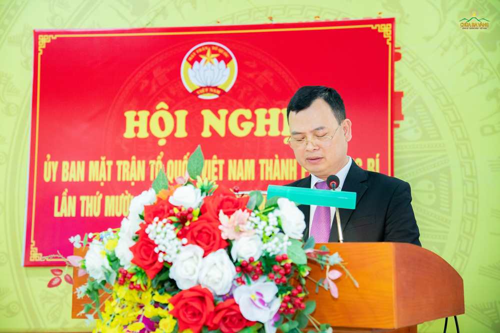 Ông Phạm Thái Sơn - Phó Chủ tịch Ủy ban MTTQ Việt Nam thành phố Uông Bí phát biểu.