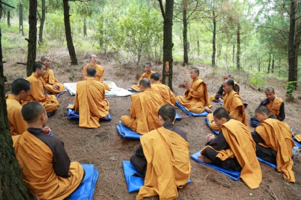 Trong buổi sinh hoạt, từng người trong Tăng chúng đã phát biểu cảm tưởng, sự thực hành pháp của mình trong khóa tu