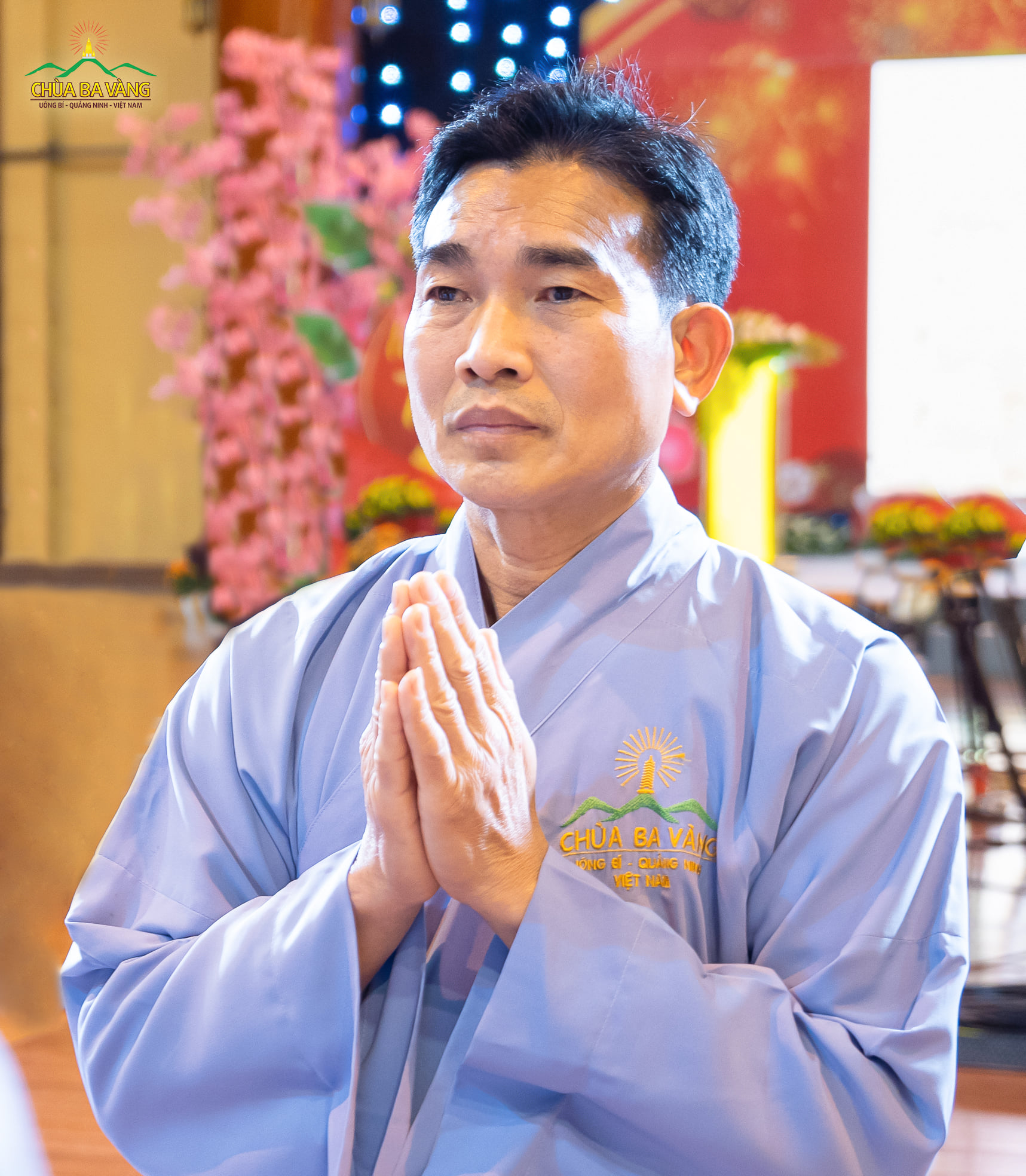 Phật tử Phạm Văn Đài - đạo tràng trưởng đạo tràng Thái Bích, một trong những đạo tràng đang tu học cấm túc tại chùa