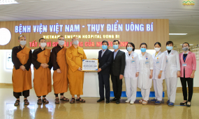 Chùa Ba Vàng phối hợp với chính quyền TP. Uông Bí hỗ trợ bệnh nhân chạy thận có hoàn cảnh khó khăn tại bệnh viện Việt Nam Thụy Điển