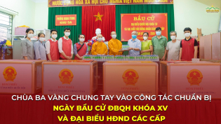 Chung tay vào công tác chuẩn bị ngày bầu cử - chùa Ba Vàng trao tặng gần 3000 chai nước tinh khiết tới phường Quang Trung và Thanh Sơn