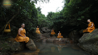 Chư Tăng chùa Ba Vàng tu tập trong rừng vượt qua sự khắc nghiệt của thời tiết