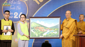 Bức tranh vẽ từ trái tim - CLB Tuổi trẻ Ba Vàng dâng lên Sư Phụ Thích Trúc Thái Minh