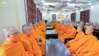 Chư Tăng chùa Ba Vàng tham gia lễ tác pháp khóa an cư kết hạ PL.2566 - DL.2022 tại Trụ sở Ban Trị sự GHPGVN tỉnh Quảng Ninh