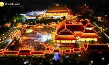 Chùa Ba Vàng tỏa sáng dưới bầu trời đêm | Đại lễ Phật đản 2022 chùa Ba Vàng