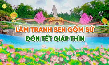 [Video] Hoàn thành bức tranh hoa sen gốm sứ đặc biệt đón Tết Giáp Thìn