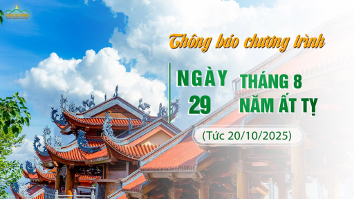 Thông báo chương trình tu học ngày 29/8/Ất Tỵ (tức 20/10/2025)