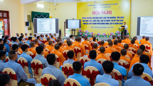 Tăng Ni, Phật tử chùa Ba Vàng tham dự Hội nghị tuyên truyền, phổ biến pháp luật về tín ngưỡng, tôn giáo năm 2026