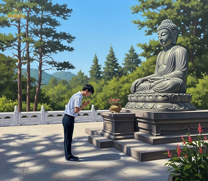 Người cư sĩ phát tâm quy y Tam Bảo, học theo lời Phật dạy, không cạo tóc và sống trong đời sống tại gia (ảnh minh họa)