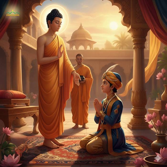 La Hầu La bạch xin Đức Phật gia tài và được Thế Tôn chỉ dạy xuất gia (ảnh minh họa)