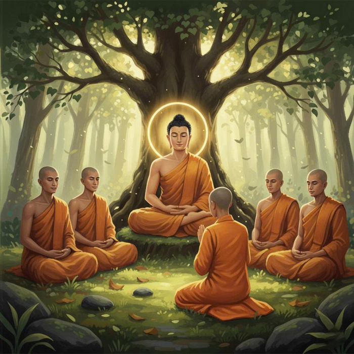 Đức Phật độ cho bà Liên Hoa Sắc được xuất gia (ảnh minh họa)